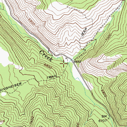 Topographic Map of Opal Creek, ID