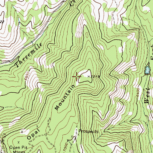 Topographic Map of Opal Mountain, ID