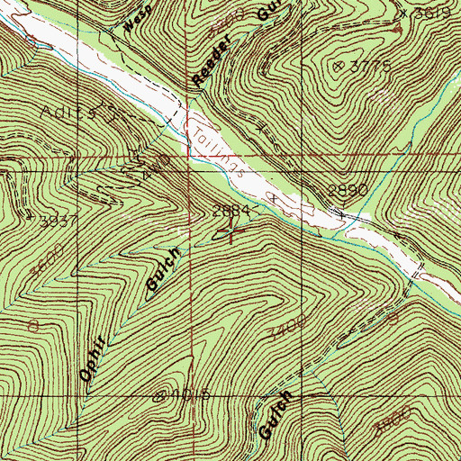 Topographic Map of Ophir Gulch, ID