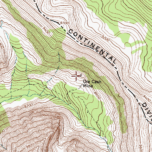Topographic Map of Ore Cash Mine, ID