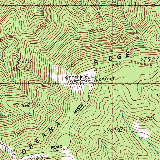 Topographic Map of Oreana Lookout, ID