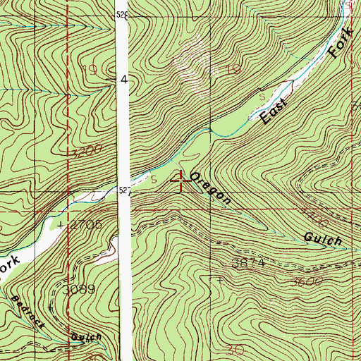 Topographic Map of Oregon Gulch, ID