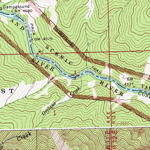 Topographic Map of Orelano Creek, ID