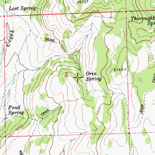 Topographic Map of Orin Spring, ID