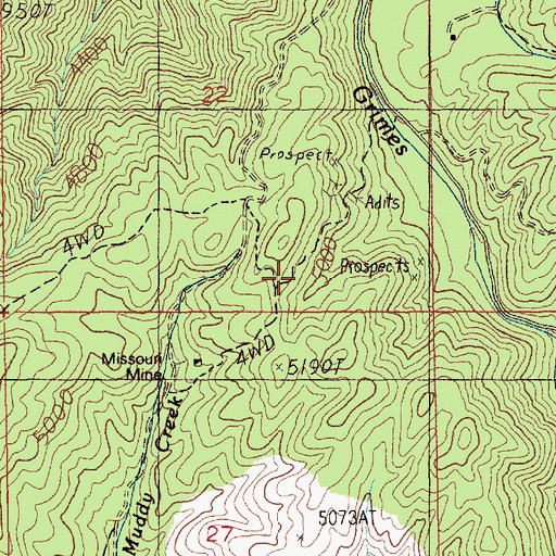 Topographic Map of Oro Mine (historical), ID