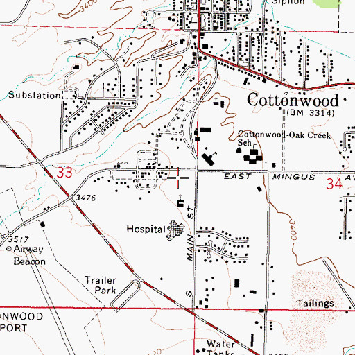 Topographic Map of Verde Valley Adventist School, AZ