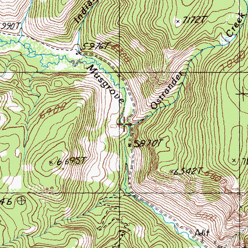 Topographic Map of Ostrander Creek, ID