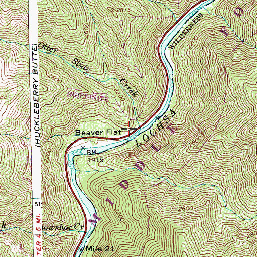 Topographic Map of Otter Slide Creek, ID