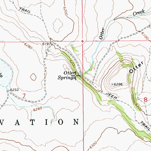 Topographic Map of Otter Springs, ID