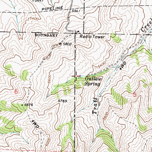 Topographic Map of Outlaw Spring, ID