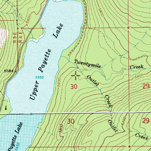 Topographic Map of Outlet Creek, ID