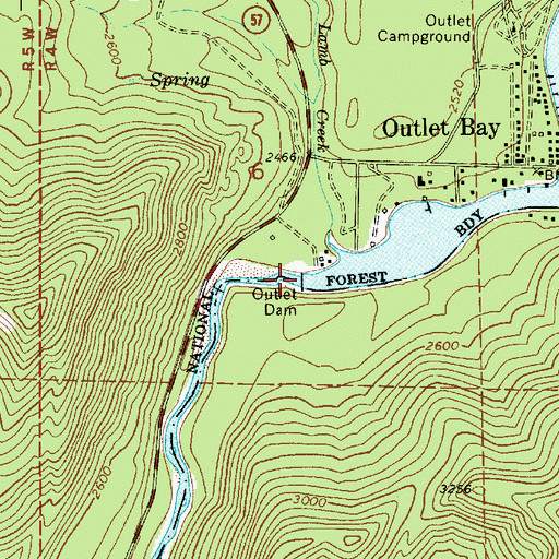 Topographic Map of Outlet Dam, ID