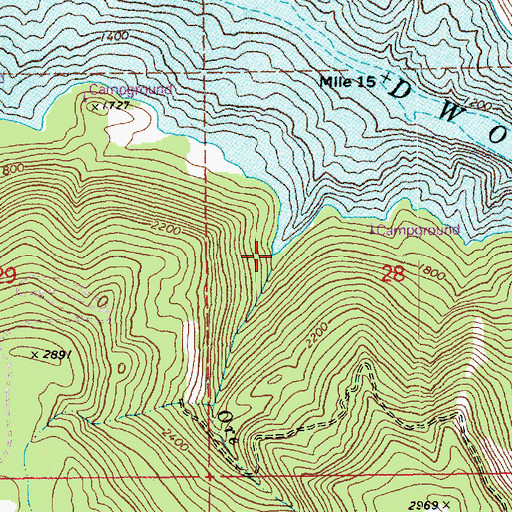 Topographic Map of Ore Creek, ID