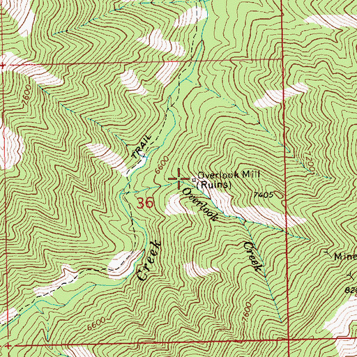 Topographic Map of Overlook Mill, ID