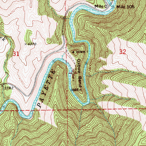 Topographic Map of Oxbow Bend, ID