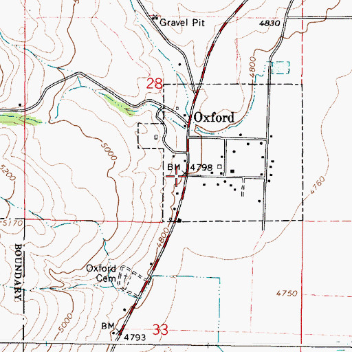 Topographic Map of Oxford, ID