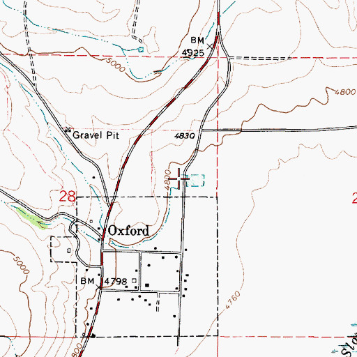 Topographic Map of Oxford Creek, ID