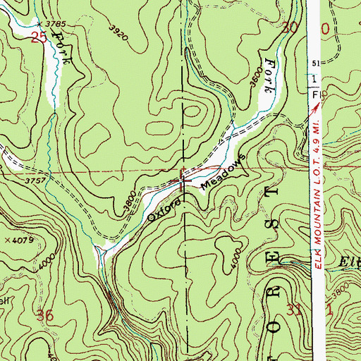 Topographic Map of Oxford Meadows, ID