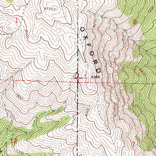 Topographic Map of Oxford Ridge, ID