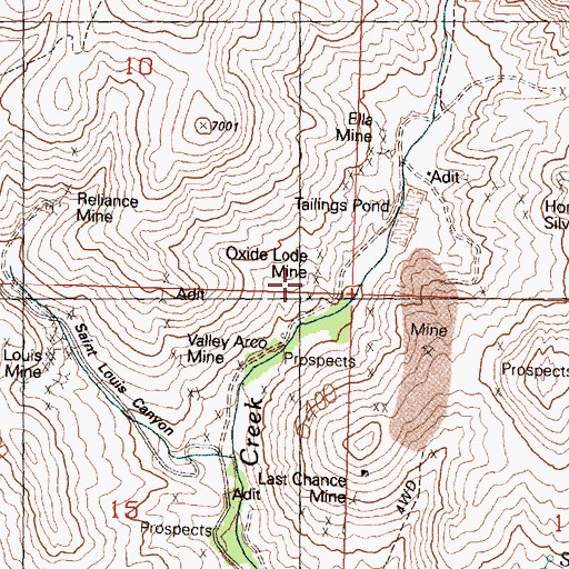 Topographic Map of Oxide Lode Mine, ID