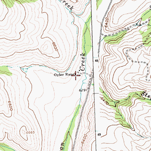 Topographic Map of Oyler Ranch, ID