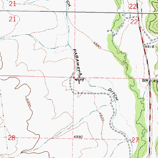 Topographic Map of Pabawena Ditch, ID