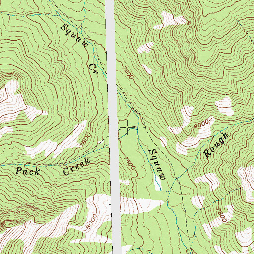 Topographic Map of Pack Creek, ID