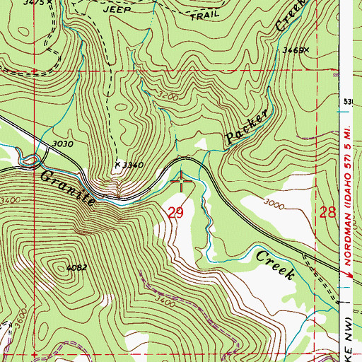 Topographic Map of Packer Creek, ID