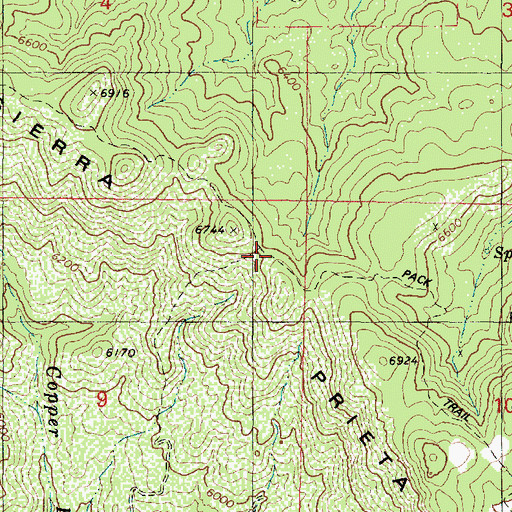 Topographic Map of Sierra Prieta Crest Trail Nmber Two Hundred Sixty Four, AZ