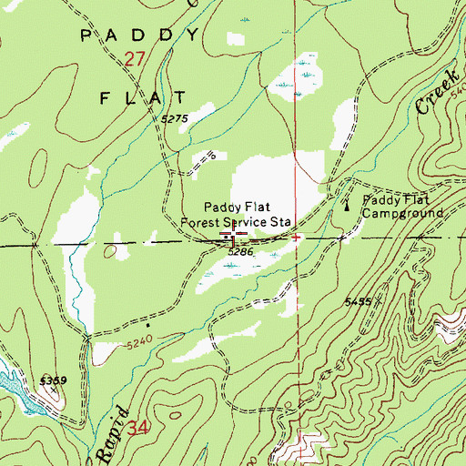 Topographic Map of Paddy Flat Forest Service Station, ID