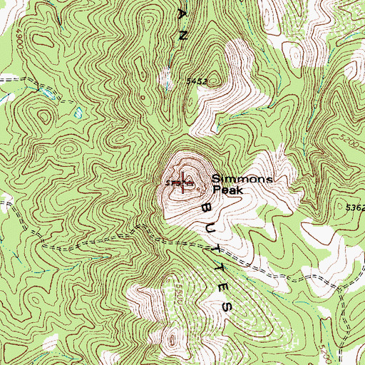 Topographic Map of Simmons Peak, AZ