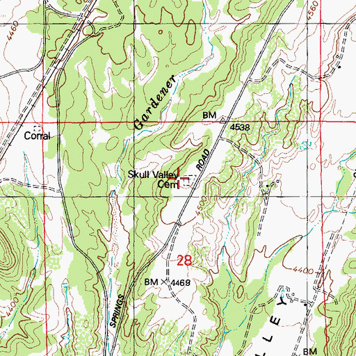 Topographic Map of Skull Valley Cemetery, AZ