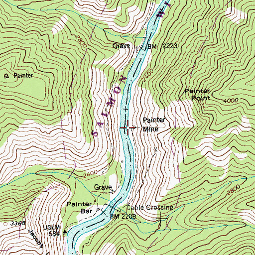 Topographic Map of Painter Mine, ID