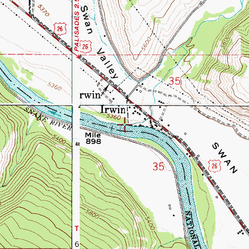 Topographic Map of Palisades Creek, ID