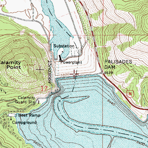 Topographic Map of Palisades Dam, ID