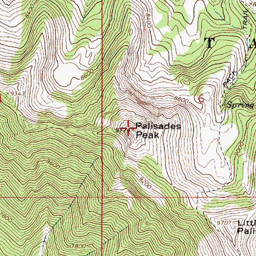 Topographic Map of Palisades Peak, ID