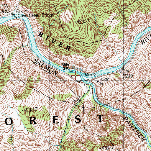 Topographic Map of Panther Creek, ID