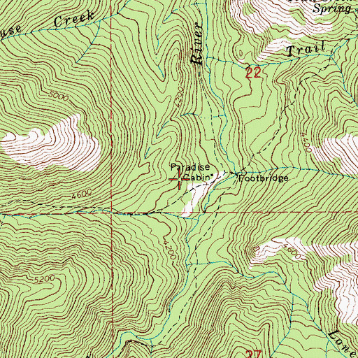 Topographic Map of Paradise Cabin, ID