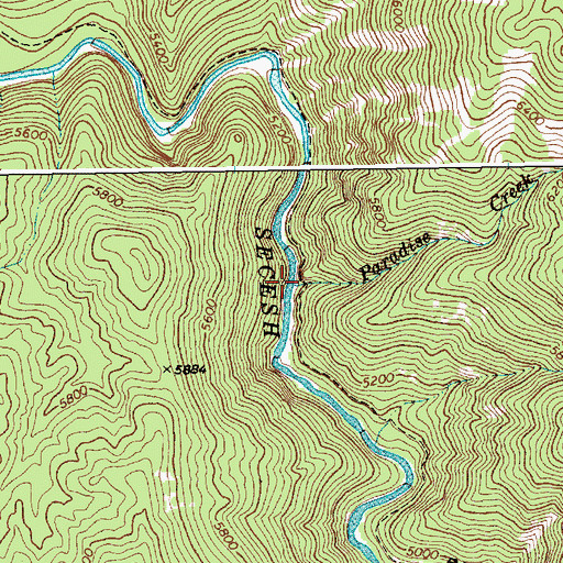 Topographic Map of Paradise Creek, ID