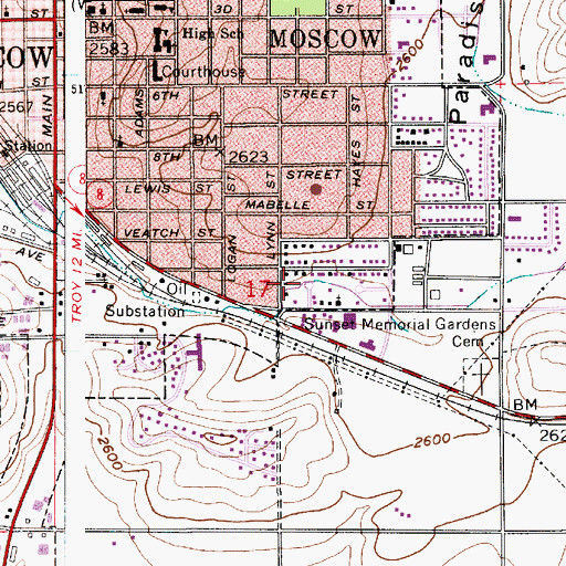 Topographic Map of Paradise Valley, ID