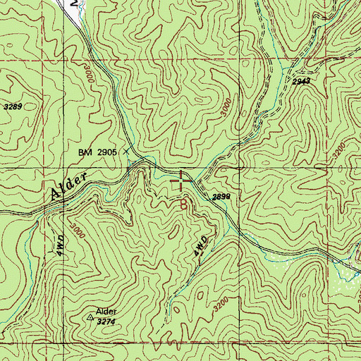 Topographic Map of Parallel Creek, ID
