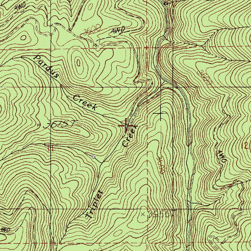 Topographic Map of Pardus Creek, ID