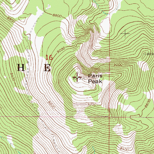 Topographic Map of Paris Peak, ID