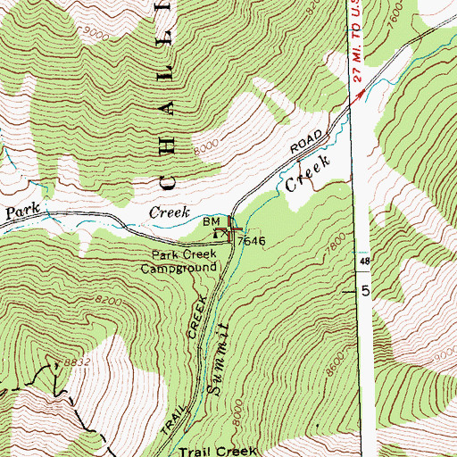 Topographic Map of Park Creek, ID