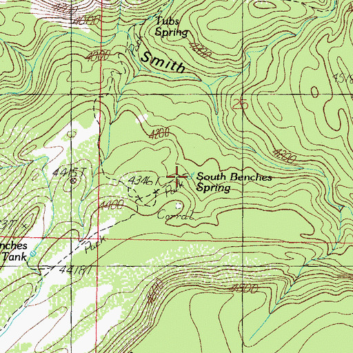 Topographic Map of South Benches Spring, AZ