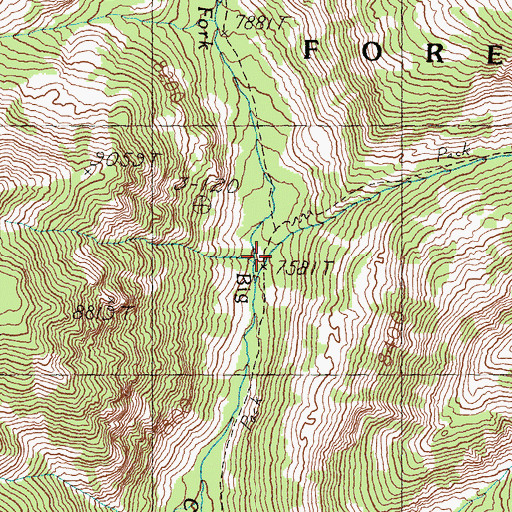Topographic Map of Park Fork, ID