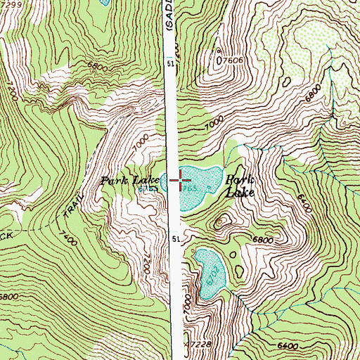 Topographic Map of Park Lake, ID