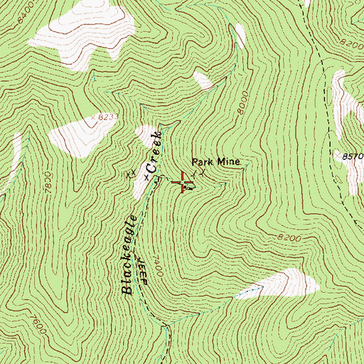 Topographic Map of Park Mine, ID