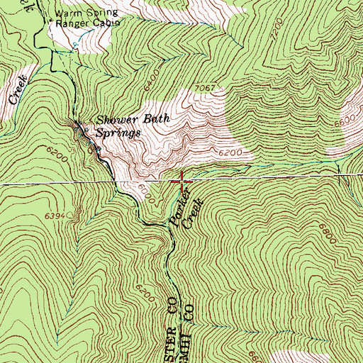 Topographic Map of Parker Creek, ID