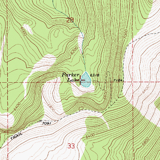 Topographic Map of Parker Lake, ID